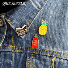 QIHE JEWELRY 3pcs/set Brooches and pins Book pineapple spice bottle pins "READ MORE,ADD MORE SPICE,EAR YOUR FRUIT" badges 2024 - buy cheap