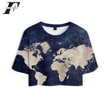 2019 WORLD MAP t shirt women National plate country section harajuku 3D print Tops Girl Short t-shirt Sexy Casual Tshirt Clothes 2024 - buy cheap