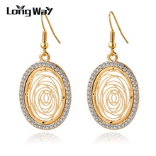 LongWay Crystal Drop Earrings For Women Gold Color Silver Color Brincos Pendientes Wedding Earring Statement Bijoux SER140391 2024 - buy cheap