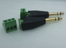 6.35mm 1/4" Stereo Male Plug To AV Screw Video Balun Terminal Adapter gold TRS 2024 - buy cheap