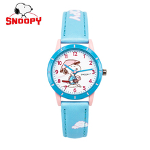 Snoopy crianças relógios de couro genuíno dos desenhos animados meninos relógios de pulso de quartzo resistente à água 2024 - compre barato