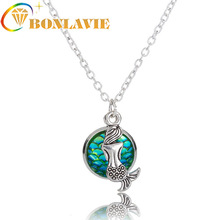 Hot Sale Jewelry Personality Alloy Mermaid Necklace Fashion Round Fish Scale Pendant Long Chain Necklace Figure Girl's Necklace 2024 - buy cheap