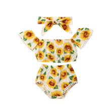 Conjunto de ropa de flores para niña recién nacida, Tops + Pantalones cortos + diadema, traje de sol, 3 piezas 2024 - compra barato