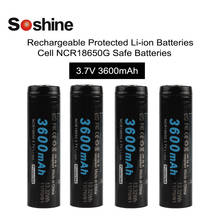4pcs/lot Soshine 18650 3.7v 3600mAh Li-ion Rechargeable Battery and Protected PCB for LED Flashlights Headlamps High Quality 2024 - buy cheap