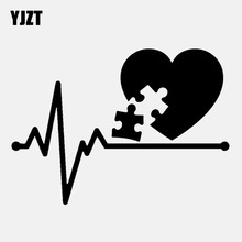 YJZT 15.4CM*11.1CM Fashion Autism Puzzle Piece Heartbeat  Decal  Vinyl Black/Silver Car Sticker C22-1120 2024 - buy cheap