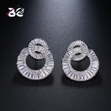 Be 8 Top Fashion Tiny Shinning Cubic Zircon Stud Earrings Luxury Circle Statement Earrings Wedding Jewelry for Women Gift E458 2024 - buy cheap