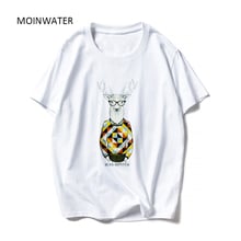 MOINWATER-camisetas informales de algodón para mujer, camisetas con estampado de ciervo, camisetas de manga corta para mujer, camisetas para mujer MT1902 2024 - compra barato