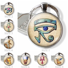Ankh Egípcio antigo Chaveiro Olho de Horus Egito Anubis Encantos Cabochão de Vidro do Metal Da Corrente Chave Chaveiro Jóias Presente de Natal 2024 - compre barato