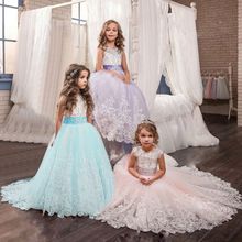 Kids Christmas Party Lace Embroidery Ball Gown Girls Floral Clothing Children Flower Girls Dresses for Wedding Evening Dress 2024 - buy cheap