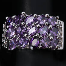 Royal Multigems Purple Zircon Gems  Silver Plated Argent Solitaire Jewelry Ring US# Size 6 / 7 / 8 / 9 S1543 2024 - buy cheap