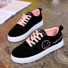 2019 Newest Spring and Autumn Women Casual Shoes New Print Smiley Solid  Female Flat Casual Shoes Rubber Flats 2024 - buy cheap