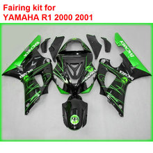 Обтекатели из АБС-пластика для Yamaha YZFR1 2000 2001 комплект обтекателей для мотоциклов цвета металлик, зеленый, черный YZF R1 00 01 BA135 2024 - купить недорого