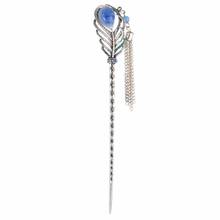 Idealway Cute Ladies Women Leaf Shape Rhinestone Hair Stick Hairpin Chinese Style Handmade Chic Hair Accessories Party Jewelry 2024 - buy cheap