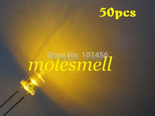 Бесплатная доставка! Светодиодный желто-желтый светодиодный светильник 5 мм с плоской головкой, 50 шт., 5 мм 2024 - купить недорого