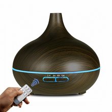Umidificador de ar ultrassônico com difusor de aroma, 550ml, madeira com 7 cores, luz noturna remota, elétrico, óleo essencial, aromaterapia 2024 - compre barato