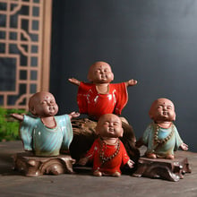 Decoración de monje pequeño Zen, decoración creativa china de té, mascota, adornos de cerámica, estatuas de Buda Tao, decoración para sala de estar 2024 - compra barato