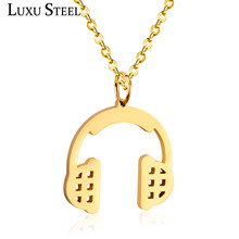 LUXUSTEEL DJ Headphone Pendant Necklaces Rock Style Chain Necklaces Music Lovers Jewelry Daily Wear 2024 - buy cheap