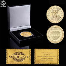 American Guardian The Prayer Archangel Saint Michael Patron Saint of Law Enforcement Gold Coin W/ Luxury Coin Box 2024 - buy cheap