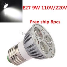 8PCS/LOT Dimmable CREE 9W E27 Led spotlight downlight bulb lamp led light LED lighting 2024 - buy cheap