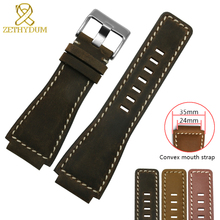 Fashion Genuine leather bracelet for BR0392 mens watch strap 24mm watchband Convex interface Nubuck wristwatches band 35*24mm 2024 - buy cheap