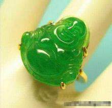 Hot sale new Style >>>>Exquisite Green stone Buddha 18KGP Ring size: 6.7. 8. 9 2024 - buy cheap
