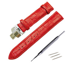 Vermelho 14 16 18 20mm Genuína Pulseira de Relógio Pulseira de Couro de Bezerro relógio Relógio Banda Para Le Locle1853 T41 Pulseira Qualquer Boca Reta 2024 - compre barato