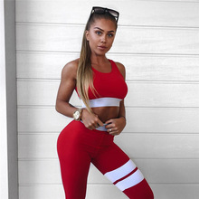 2018 Women 2 Pieces suit crop tank striped leggings set Polyester Female Casual Bodysuit Club outfit sporting Tracksuits 2024 - buy cheap
