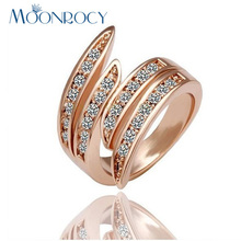 MOONROCY-Anillo de circonia cúbica al por mayor, sortija de cristal austriaco de Color oro rosa, regalo para mujer 2024 - compra barato