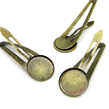 20pcs with  inner 16mm Antique Bronze Hair Clips Blank Cameo Bezel Cabochons Tray 2024 - buy cheap