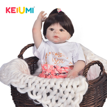 KEIUMI 23 ''полностью силиконовая кукла для новорожденных, игрушки для девочек, Реалистичная кукла для младенцев, полностью виниловая кукла, модные куклы для новорожденных, детские подарки 2024 - купить недорого