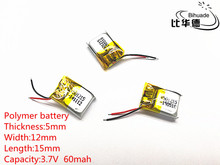 5pcs/lot 3.7V,60mAH,501215 Polymer lithium ion / Li-ion battery for TOY,POWER BANK,GPS,mp3,mp4,cell phone,speaker 2024 - buy cheap