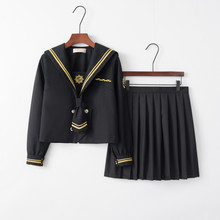 Fantasia sailor-macacão bordado, saia plissada, roupa de estudante, uniforme escolar jk 2024 - compre barato