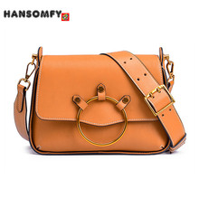 First layer cowhide 2018 Luxury fashion Women Bag leather handbag retro wide female shoulder strap saddle Messenger diagonal bag 2024 - buy cheap