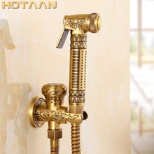 HOTAAN New Free shipping Antique Brass Handheld Bidet Spray Shower Set Copper Bidet Sprayer Lanos Toilet Bidet Faucet Lavatory 2024 - buy cheap