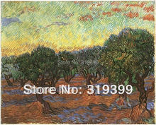 Vincent Van Gogh Oil Painting reproduction on linen canvas,Olive Grove Orange Sky ,100%handmade,Free Shipping,Museum quality 2024 - buy cheap