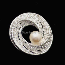 Clear Cubic Zircon Crystal And Faux Pearl Pin Brooch Factory Wholesale Price Silver Tone Wedding Bridal Bouquet Brooch 2024 - buy cheap