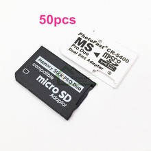 [50PC/ LOT] Single and Dual Slot Card Reader New Micro SD SDHC TF to MS Memory Stick Pro Duo Reader for PSP Card Adapter 2024 - buy cheap