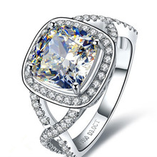 Anel de noivado com almofada de diamante pt950, platina sólida, super estrela, arte-decoração, melhor presente de joia para mamãe 2024 - compre barato