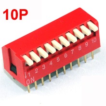 10pcs/lot 2.54mm 10Pin side of the dial  piano key style  10pin DIP switch side DIP switch 2024 - buy cheap