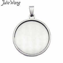 Julie Wang-Base de cabujón de bisel redondo de acero inoxidable, configuración de bandeja en blanco, colgante, pulsera, Accesorio para hacer joyas, 25/30mm, 1 ud. 2024 - compra barato