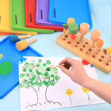 Toys for children 4pcs/lot Wooden DIY Painting Sponge Brush Toy Handle Baby Educational Doodle Drawing Graffiti Tools 2024 - buy cheap