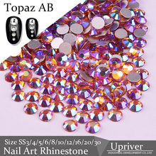 Upriver Glass Material Topaz AB Best Quality Shiny Non Hotfix Nail Art Rhinestones 2024 - buy cheap