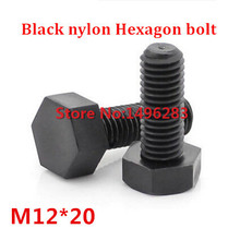 Tornillos hexagonales de nailon negro M12 x 20, juego de cabeza hexagonal roscada métrica, 50 Uds. 2024 - compra barato
