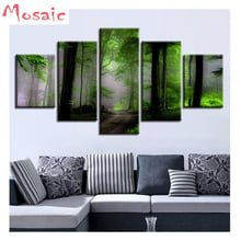 5 piezas mosaico de diamantes verde paisaje Natural Bosque árbol camino diy diamante pintura punto de cruz paisaje niebla bordado diamante 2024 - compra barato