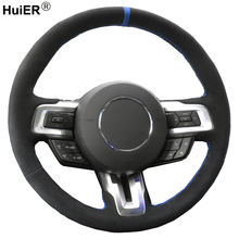 HuiER DIY Hand Sewing Car Steering Wheel Cover Suede Leather For Ford Mustang 2015 2016 2017 2018 2019-Now Auto Car Styling 2024 - buy cheap