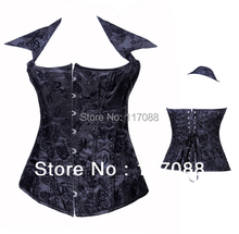 Free shipping ML4063 S/M/L/XL New Arrival Fashion Elegant Corset Sexy Collar Attached Bustier steel boned corset 2024 - buy cheap