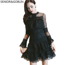 High Quality Autumn Runway Dress Self Portrait Water soluble lace Mosaic see-through gauze sex cake dress 2024 - buy cheap