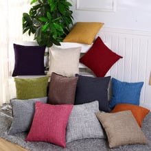 Льняная/хлопковая Подушка, однотонная декоративная подушка для дивана, подушка для офиса, автомобиля, дома 2024 - купить недорого