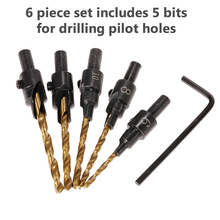 5Pcs/set HSS Countersink Drill Bit Cone Bit Set Quick Change Wood Hex Shank Screw Carpentry Woodworking Tools 6#,8#,10#,12# 14# 2024 - купить недорого