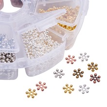 1000 unids/caja 8mm aleación estilo tibetano copo de nieve perlas espaciadores Color mezclado para fabricación de joyería DIY pulsera collar 8.5x2.5mm 2024 - compra barato